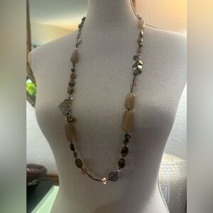 SILPADA 925 Sterling Silver Tigers Eye Quartz Copper Pearl Bead necklace long